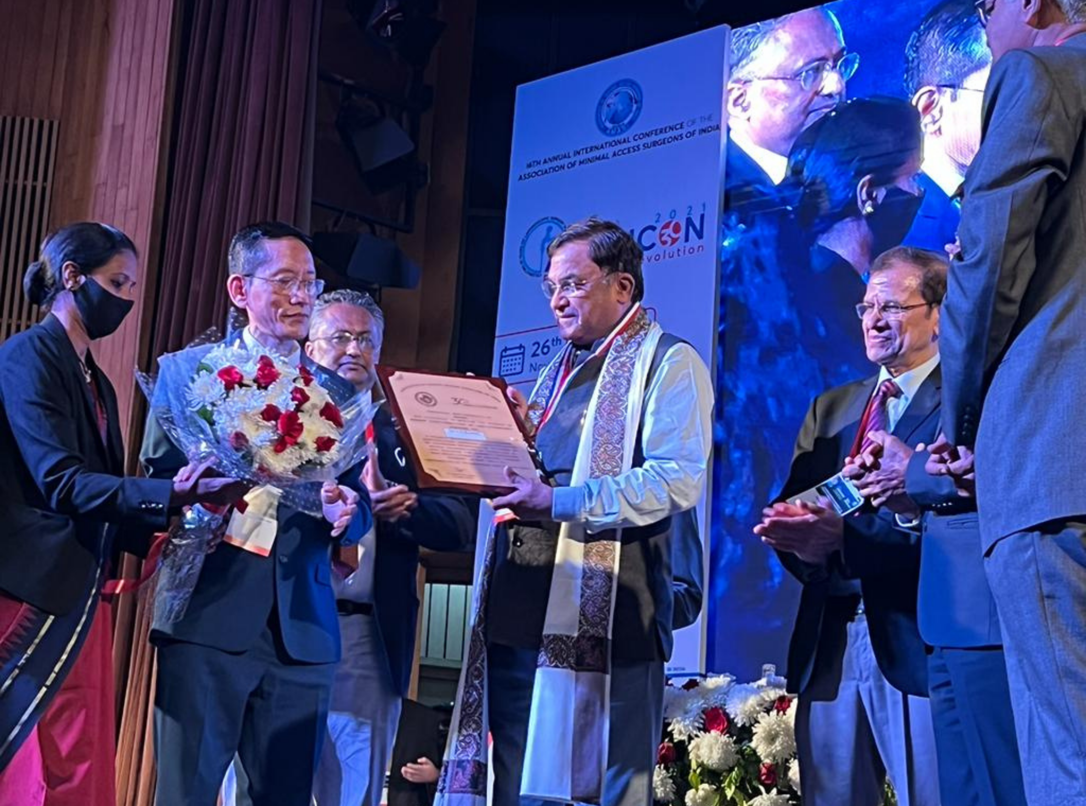 Receiving award